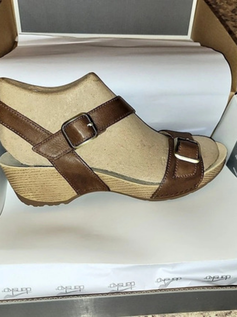 Dansko Trinity Wedge Sandals Brown & Tan EU 42 NWT